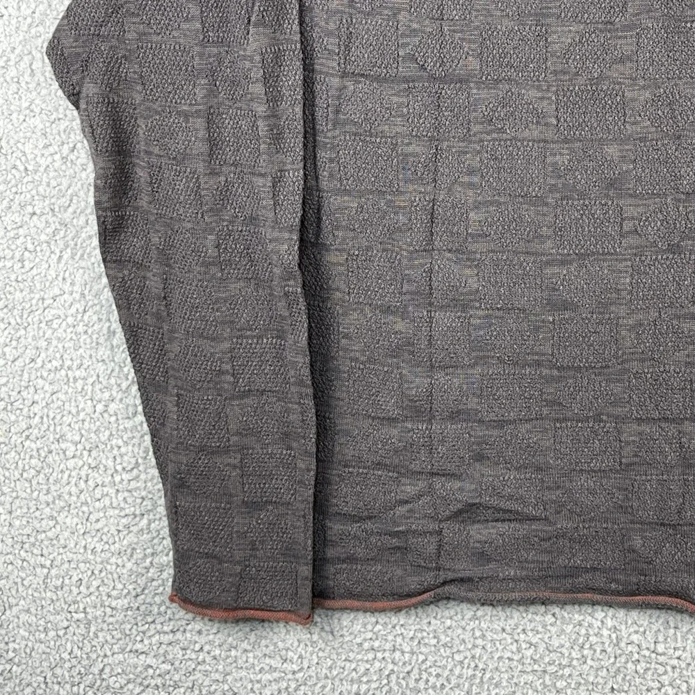 Carbon 2 Cobalt Sweater Mens L Pullover V Neck Thermal‎ Check Textured Knit Grey